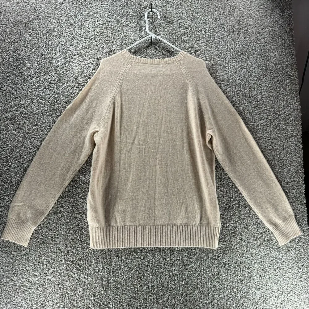 J Crew‎ Sweater Mens Extra Large Beige Lambswool Pullover Knit Long Sleeve Adult